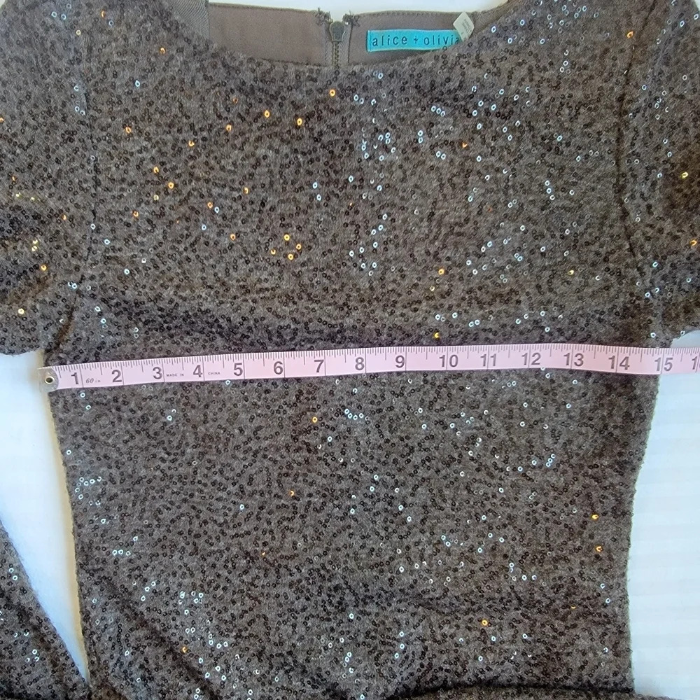 Alice And Olivia Nola Sequin Mesh Back Dress S - Picture 11 of 12